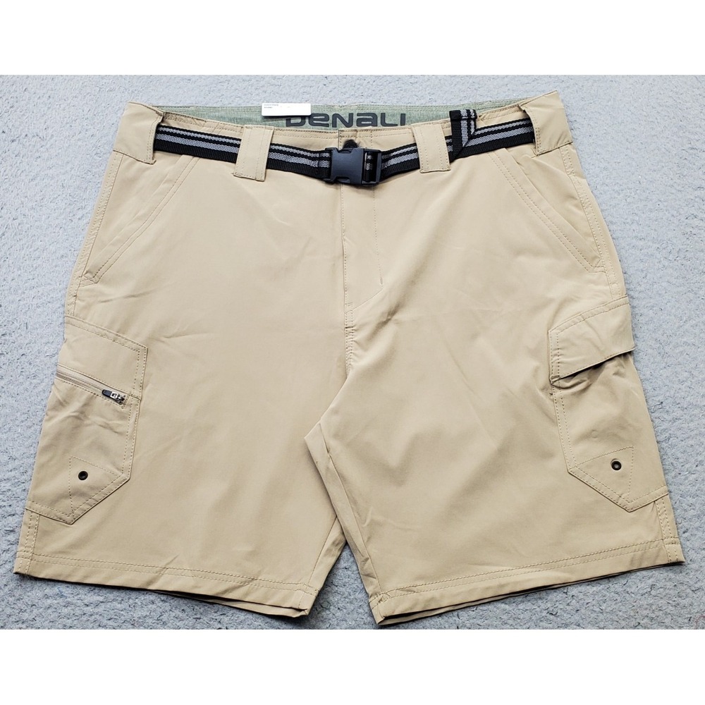 Denali Hybrid Cargo Shorts Mens 38 Tan 4-Way Stretch Hiking Outdoor Belted Waist